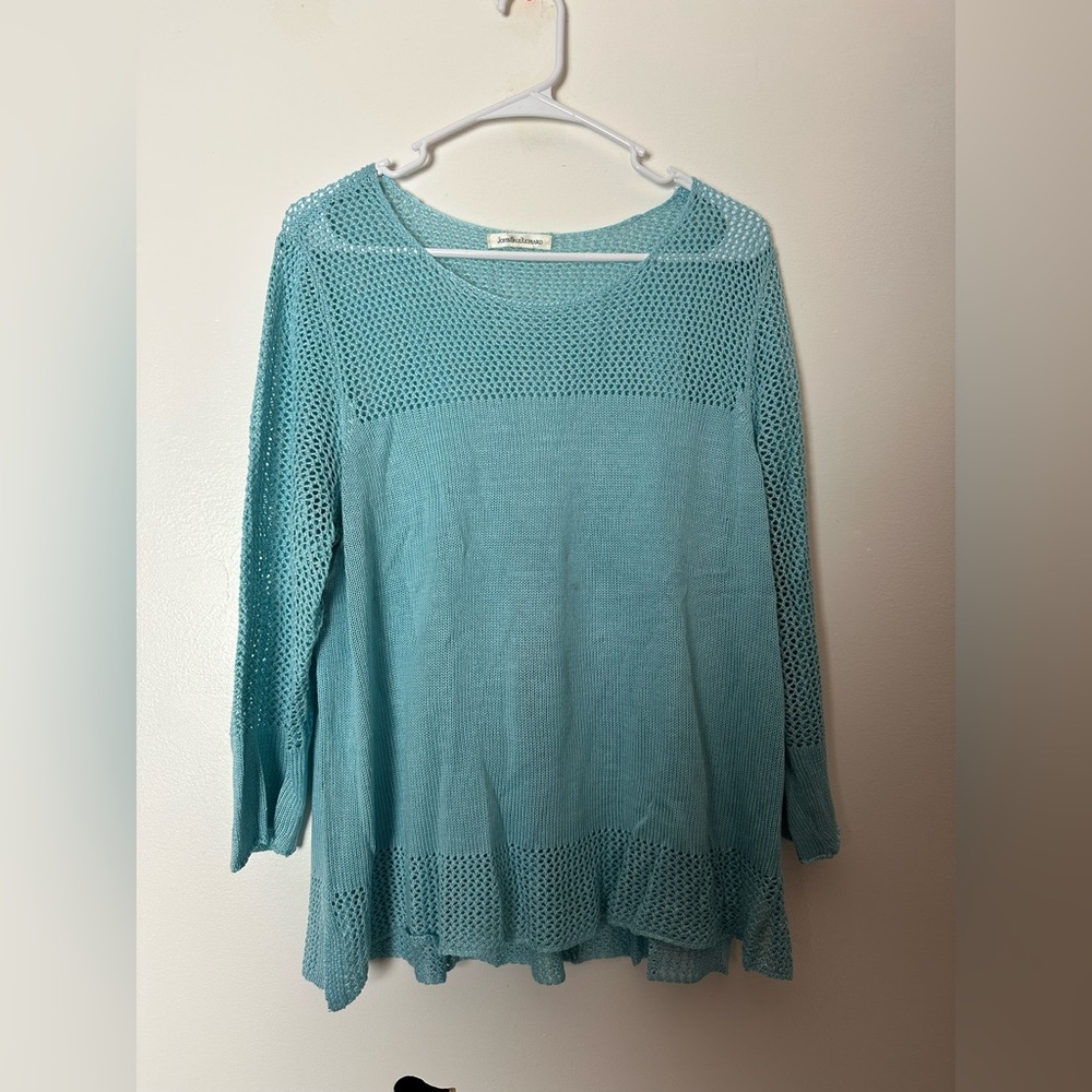 John Paul Richard Sky Blue Crochet Blouse